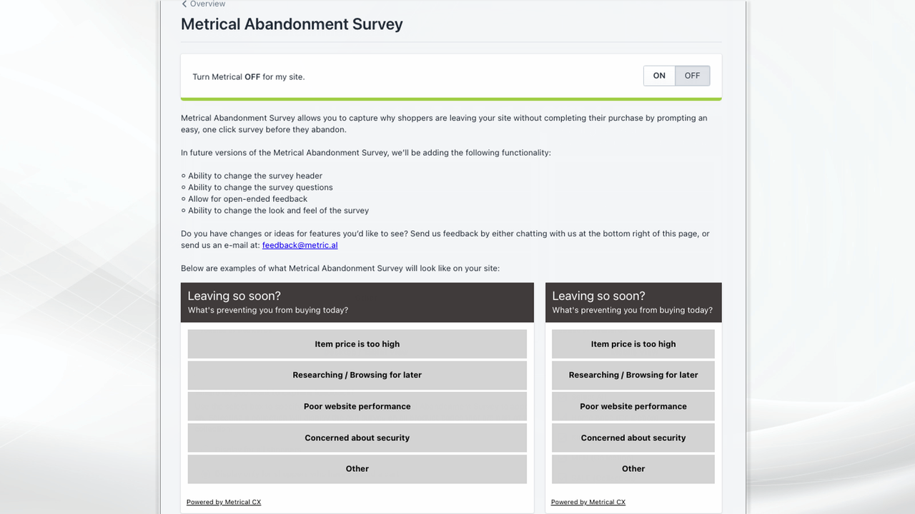 Metrical Dashboard - Selecting Survey Recipients
