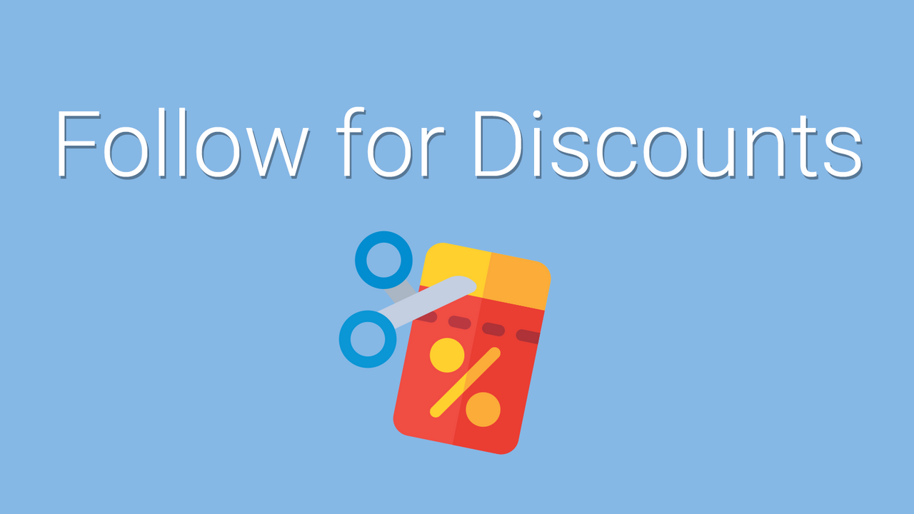 Follow for Discounts by Webyze