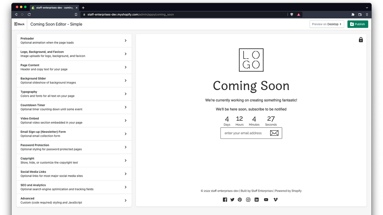Coming Soon Pre‑Launch Builder