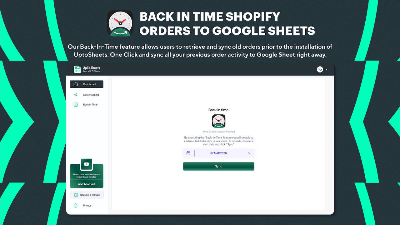 BACK IN TIME SHOPIFY ORDERS TO GOOGLE SHEETS