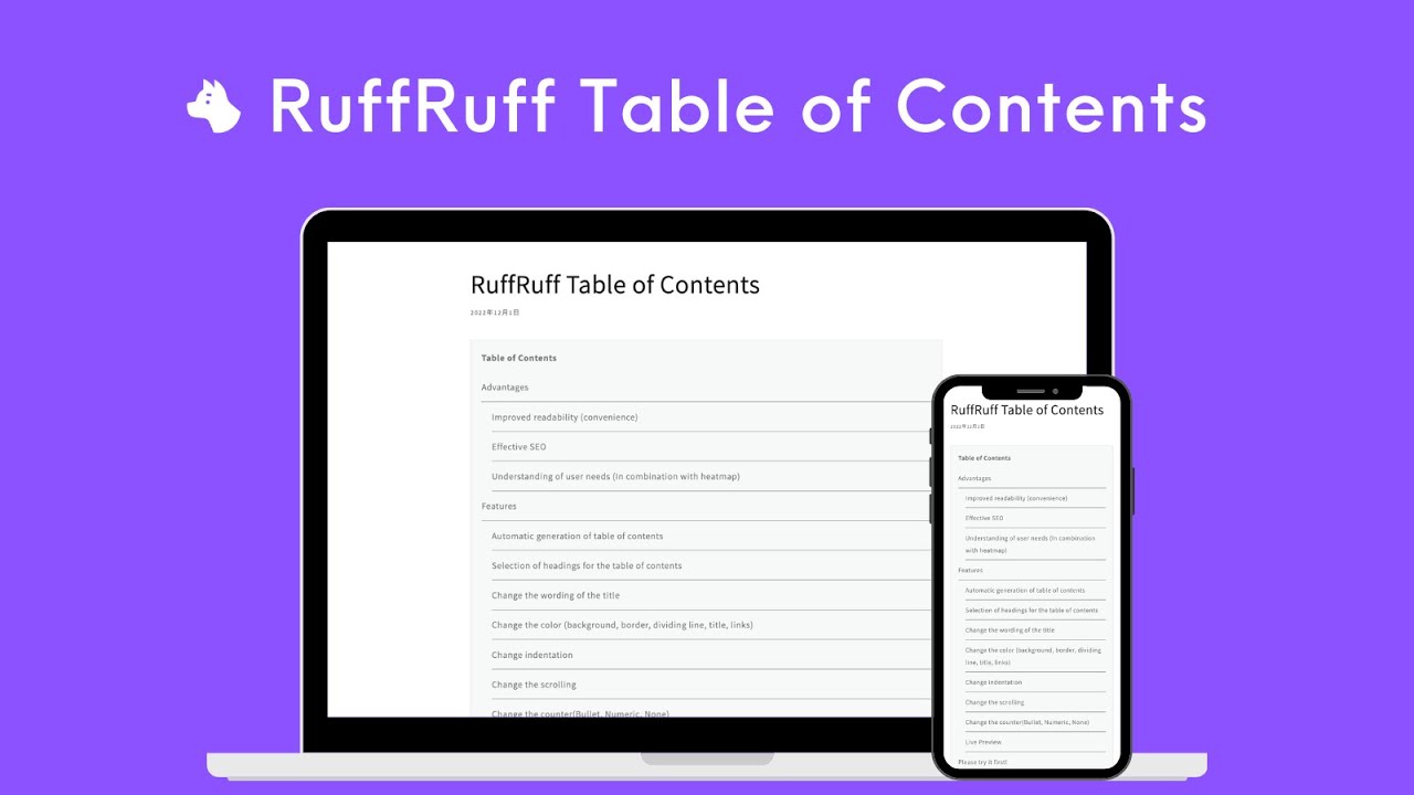 RuffRuff Table of Contents