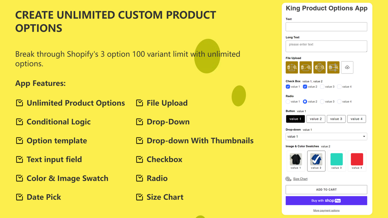 King Product Options & Variant
