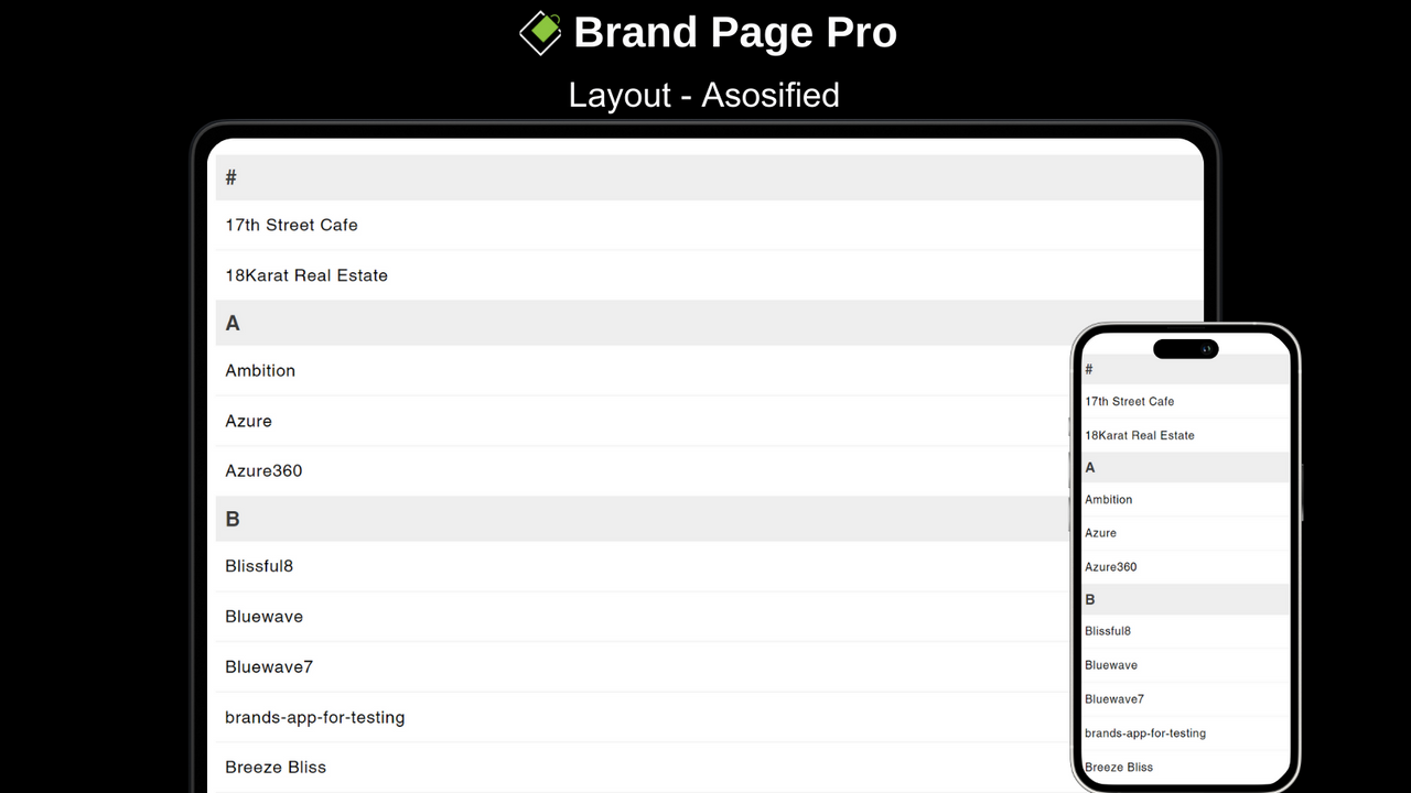 Brand Page Pro A‑Z Brands List