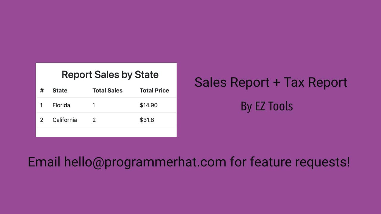 EZ Sales Report + Tax Report