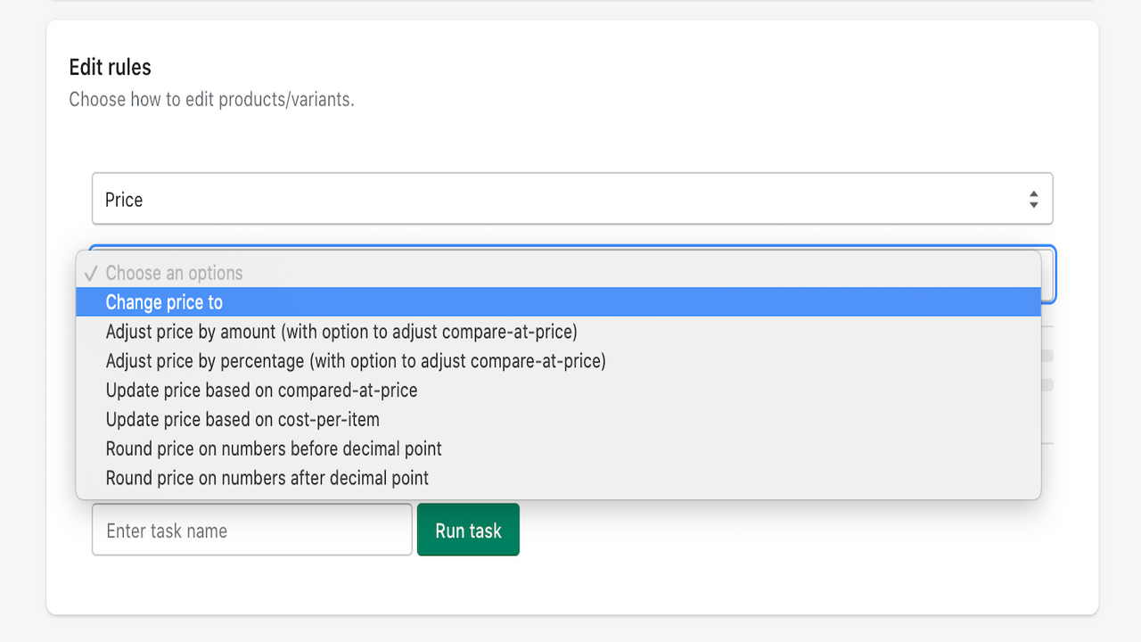 Change price options
