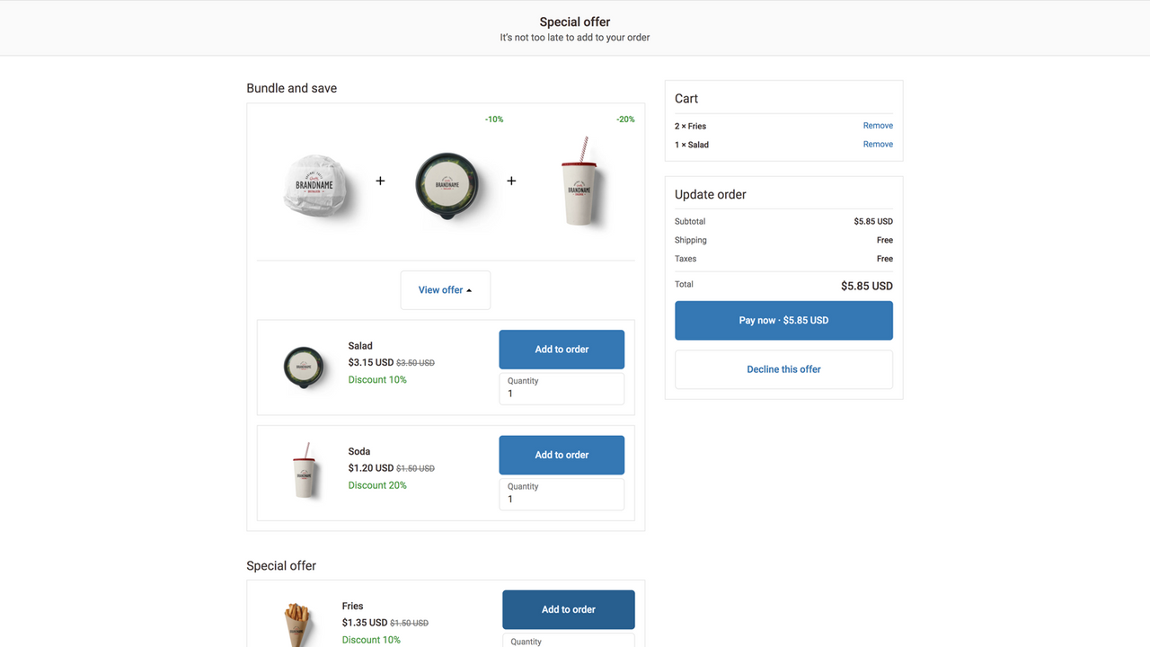 Checkout upsell offer