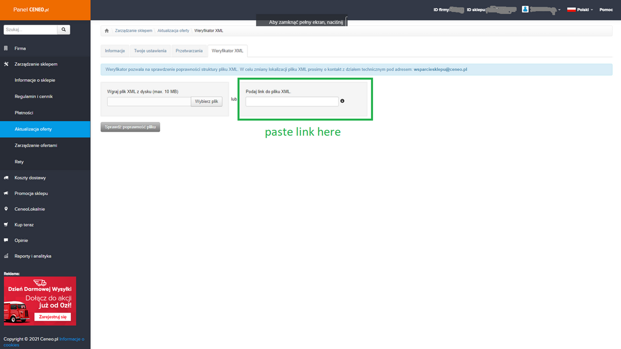 ceneo configurtion