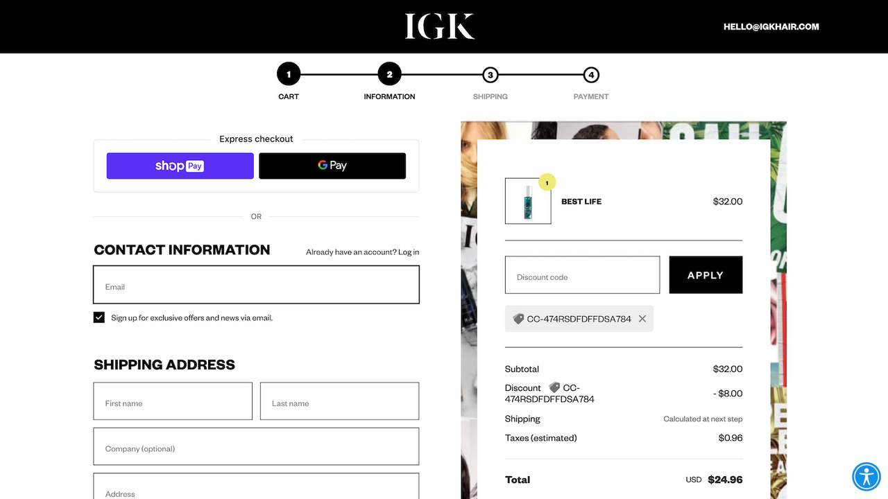 Discounts are automatically applied to customer's cart