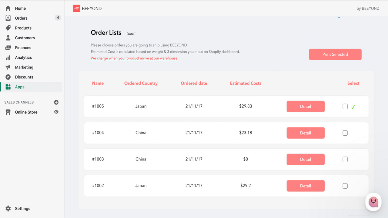 View, choose and print here the stickers from your order list