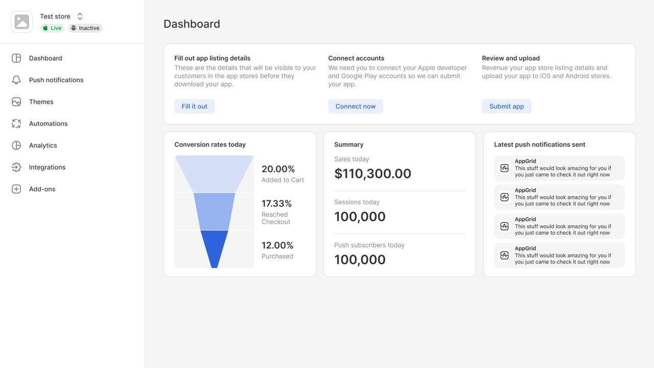 Real time mobile app analytics
