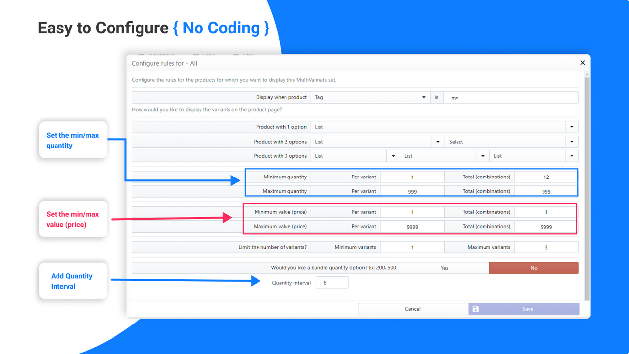 Easy to configure bulk order app - no coading