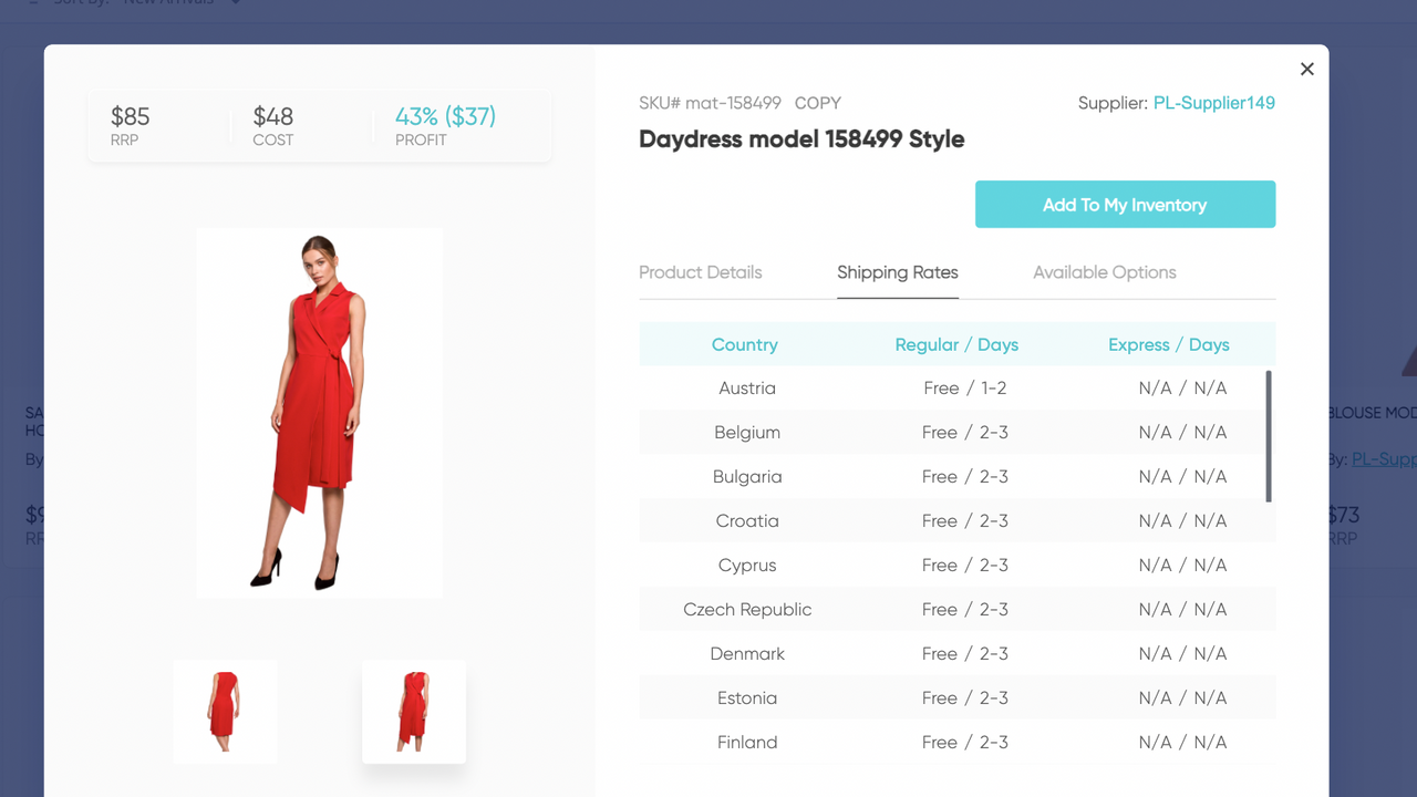 product listing