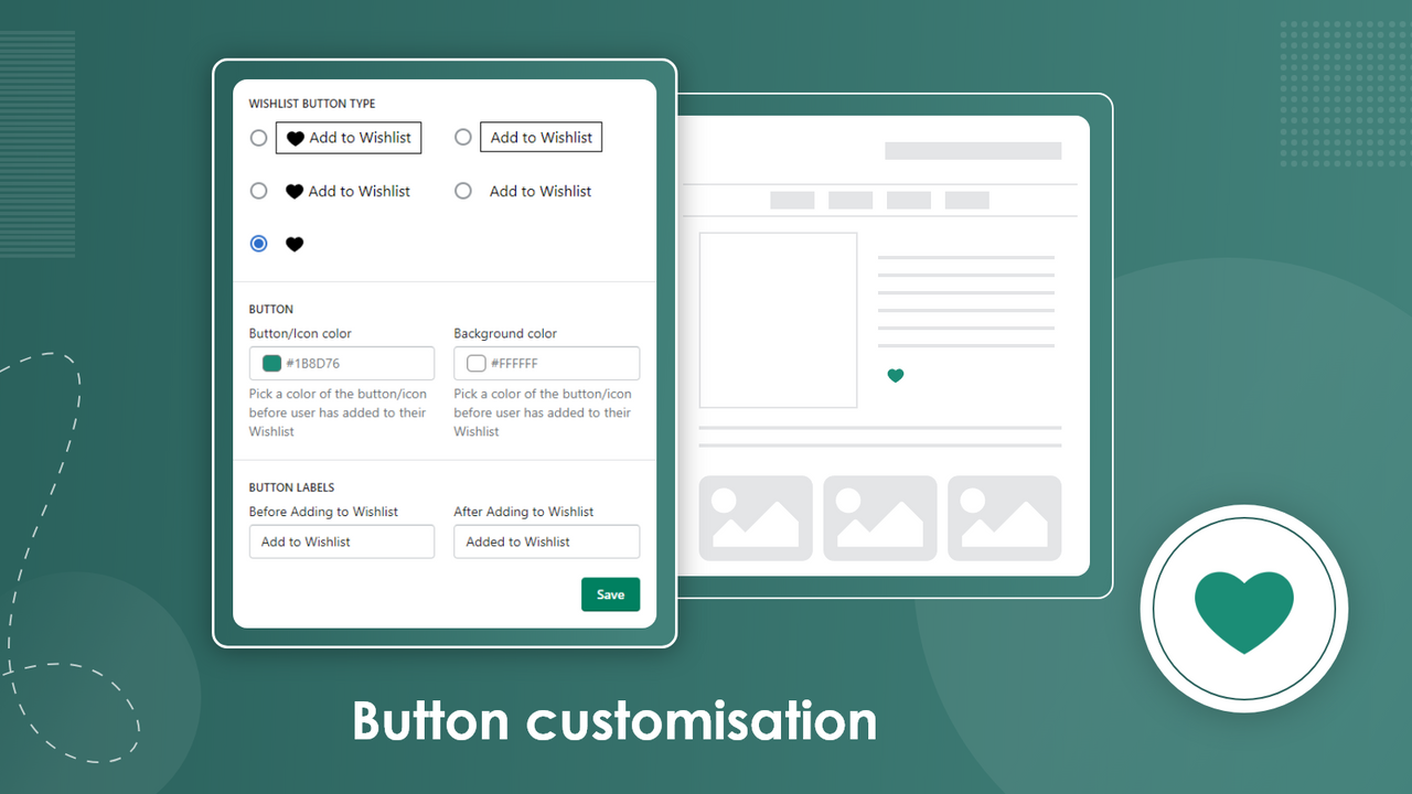 Numerous wishlist page customizations for wishlist buttons.