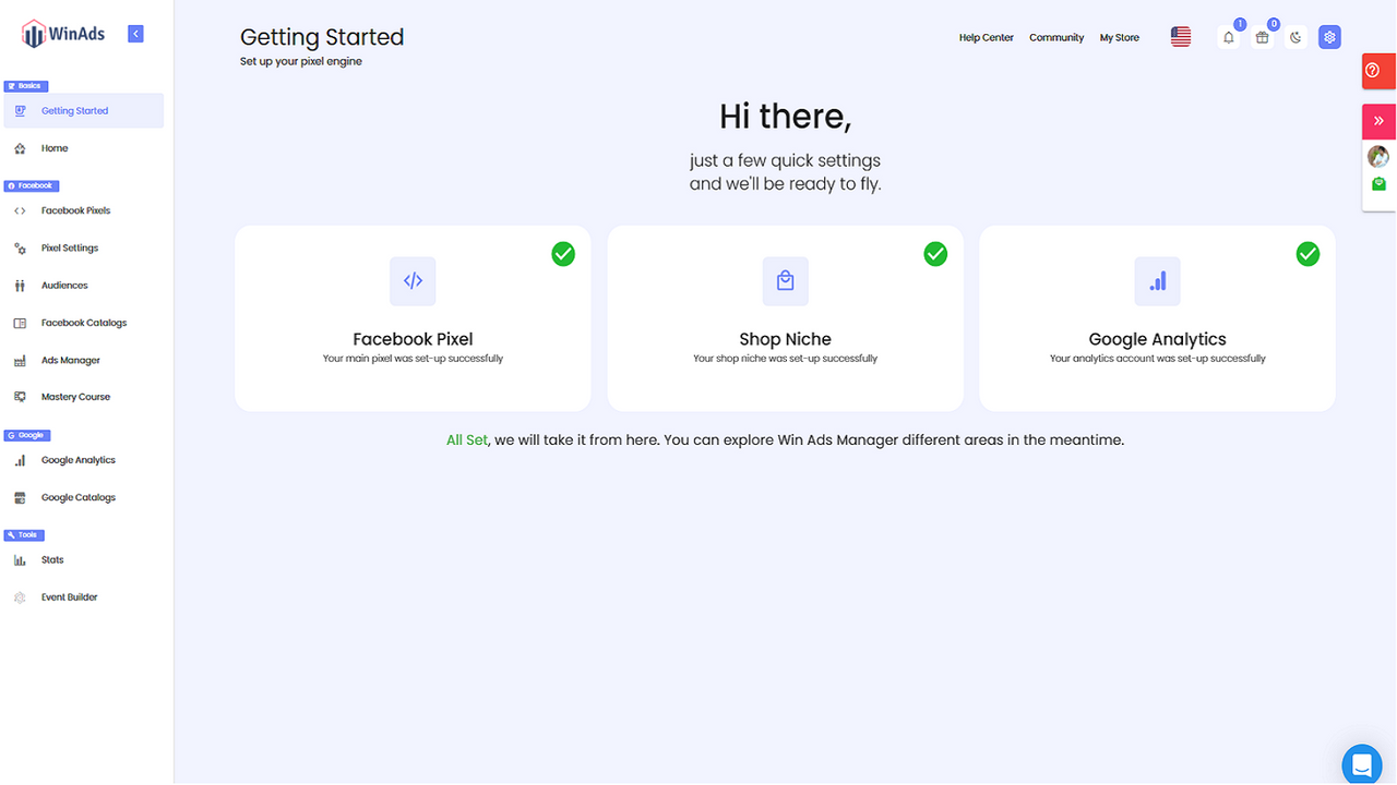 Welcome screen