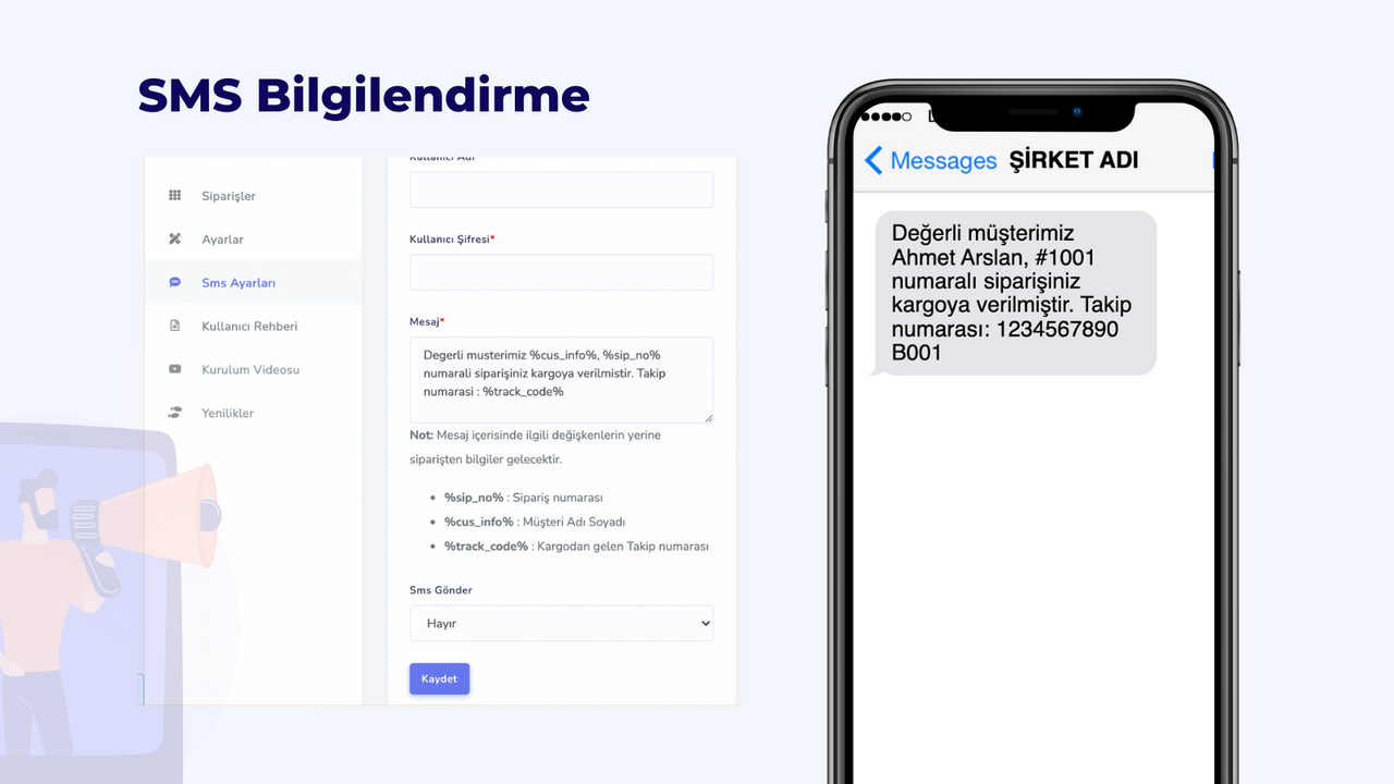 Shopify Aras Kargo Entegrasyon Kargo Takip SMS Özelliği