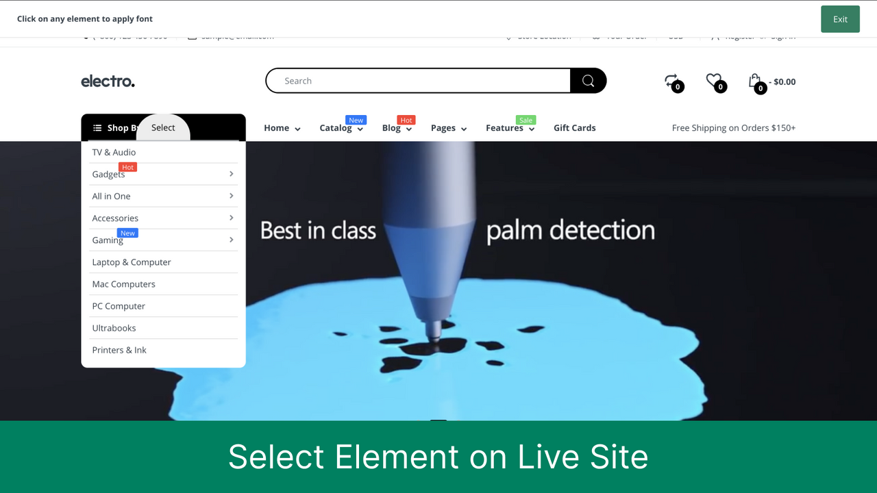 Select Element on storefront