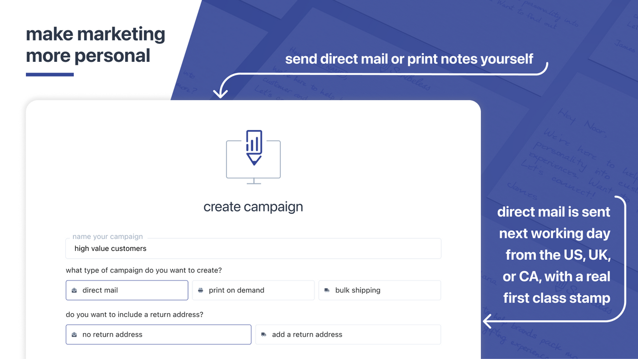send direct mail through our facilities
