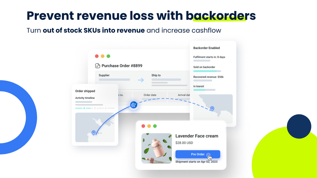 Create inventory purchase orders, send them to your suppliers
