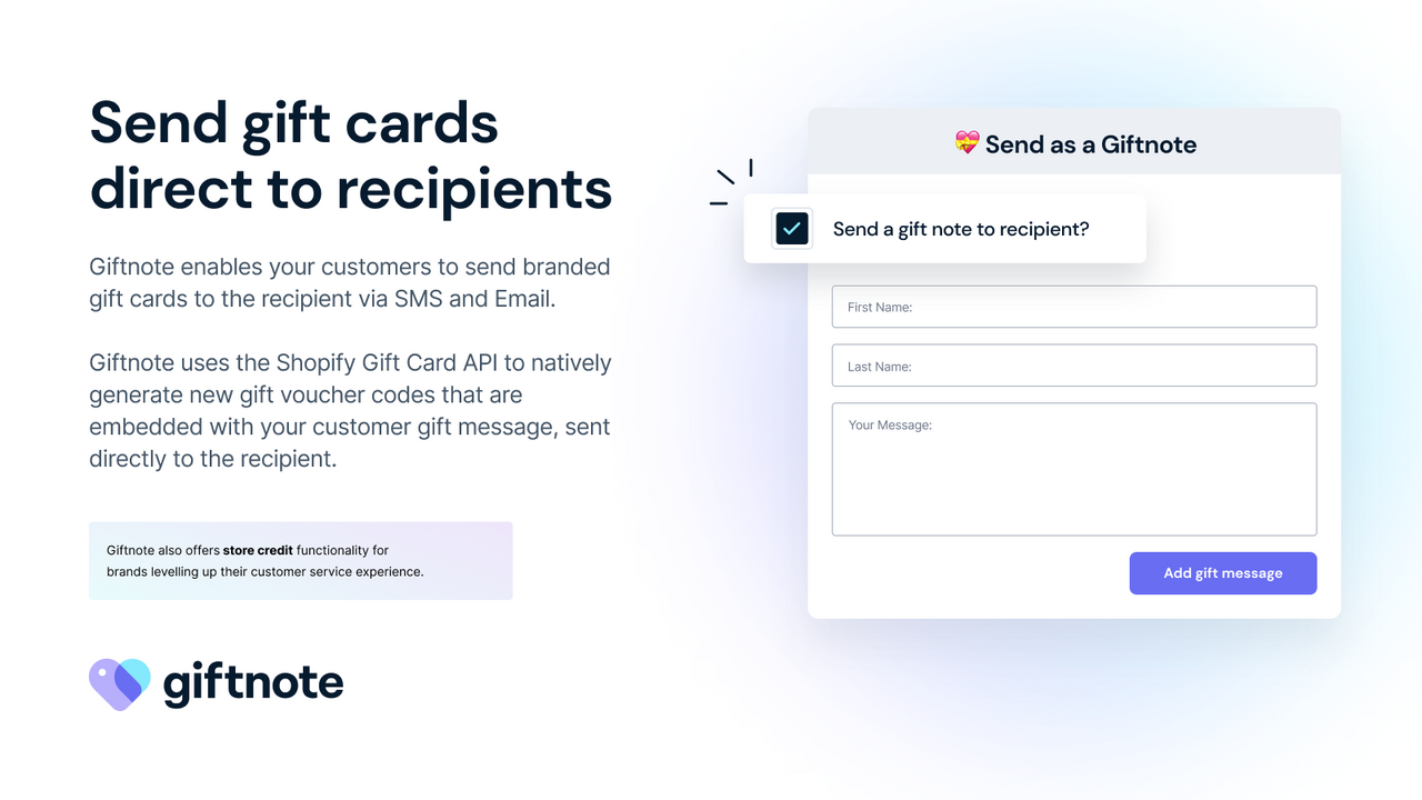Send digital gift cards direct to recipients via Email & SMS