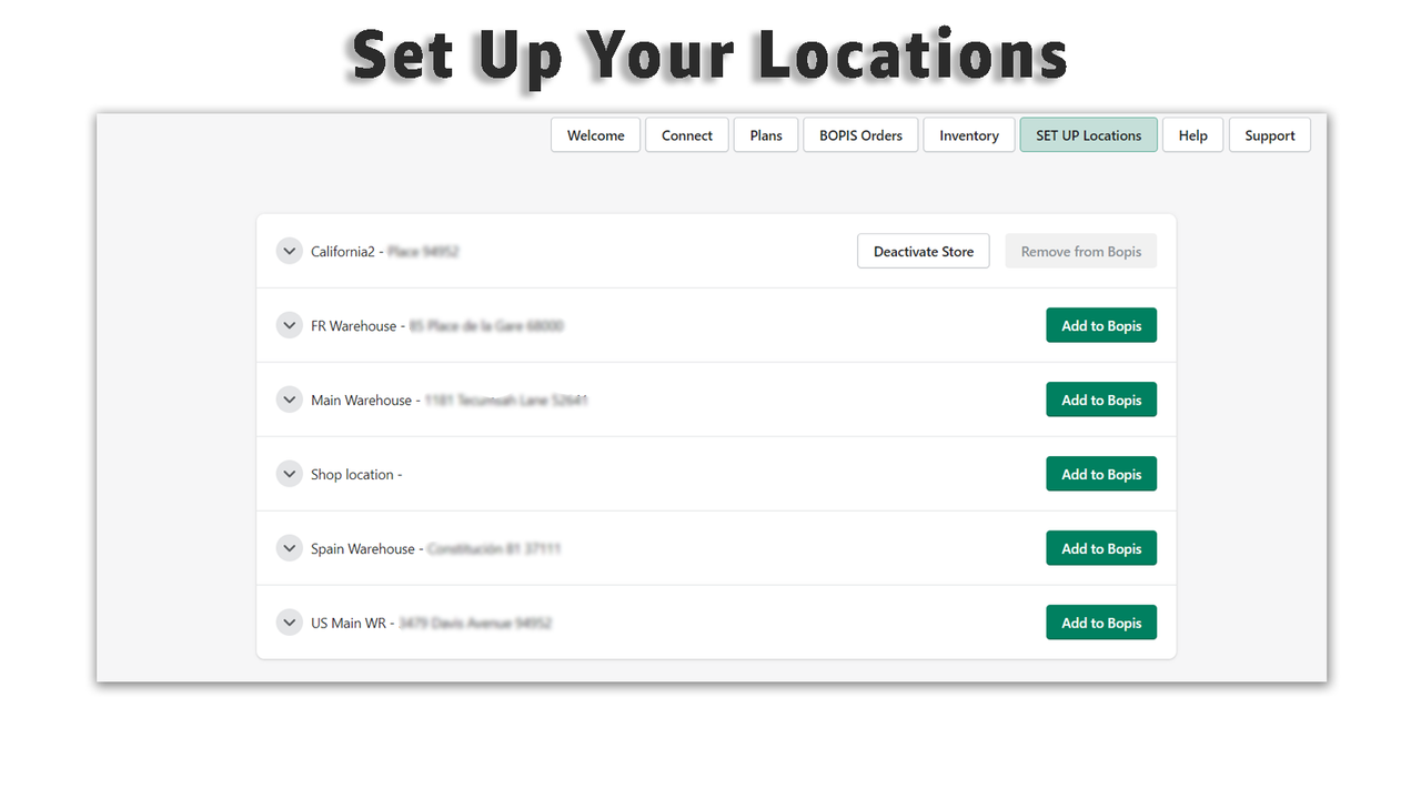 Set up Locations