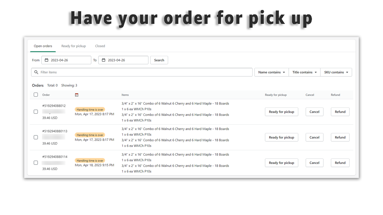 Open Orders