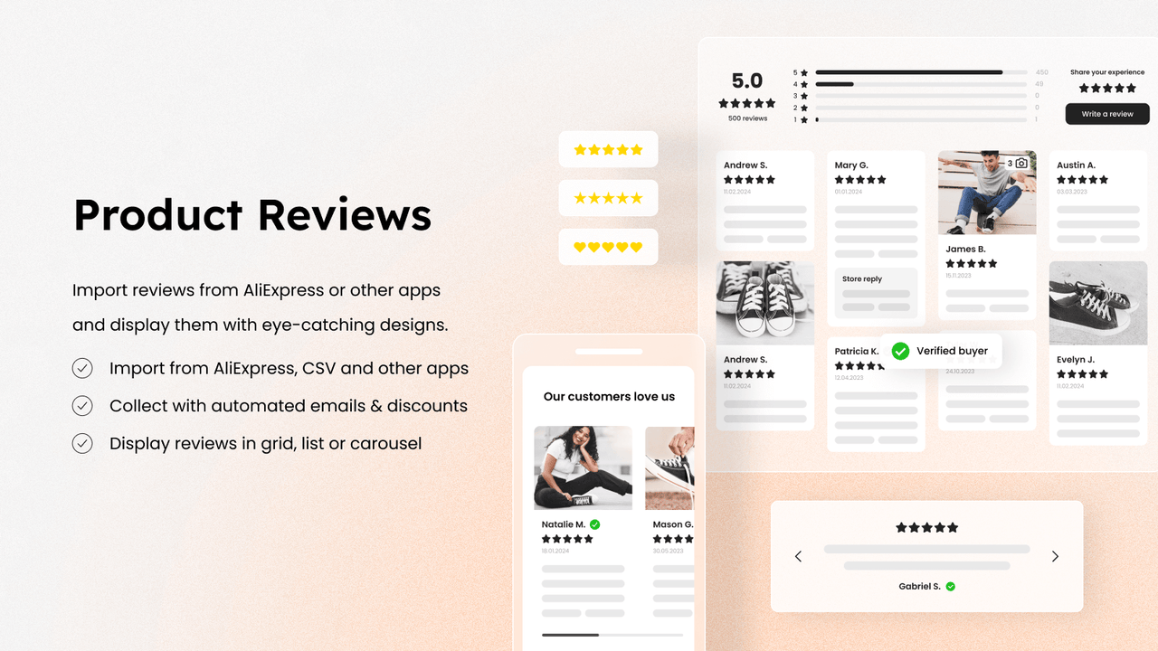 Product Reviews - collect, import and display product reviews