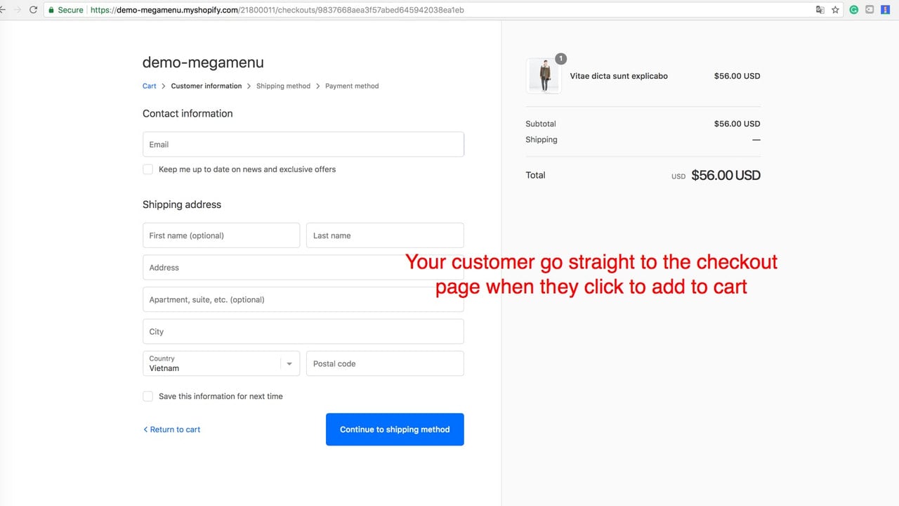 Go straight to the checkout page