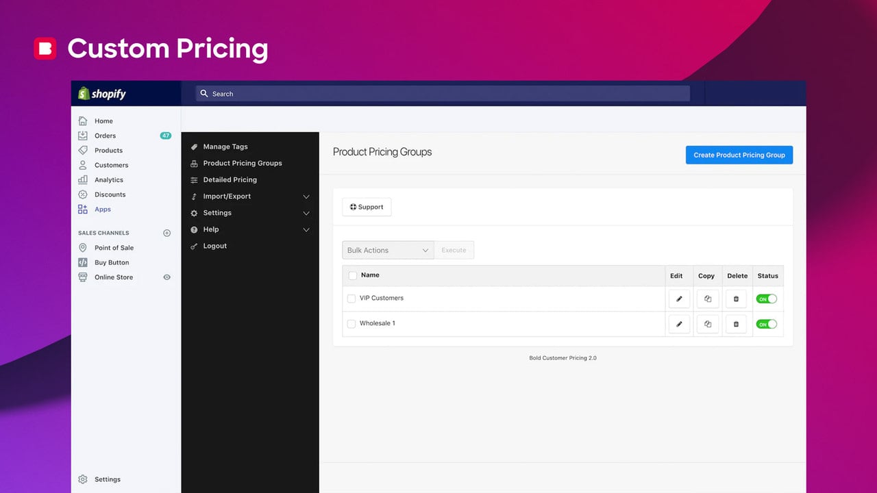 Specify wholesale, B2B & VIP pricing right down to the variant