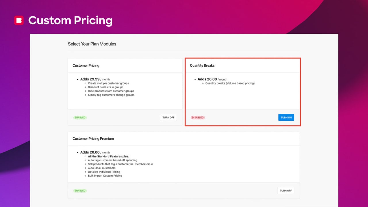 Quantity Breaks to offer volume based bulk discounts