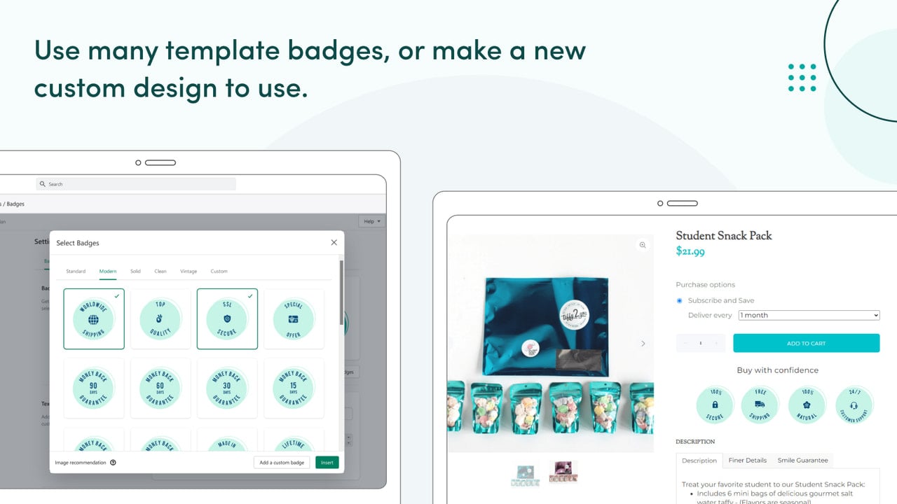 Use many badge templates or make a new custom design.