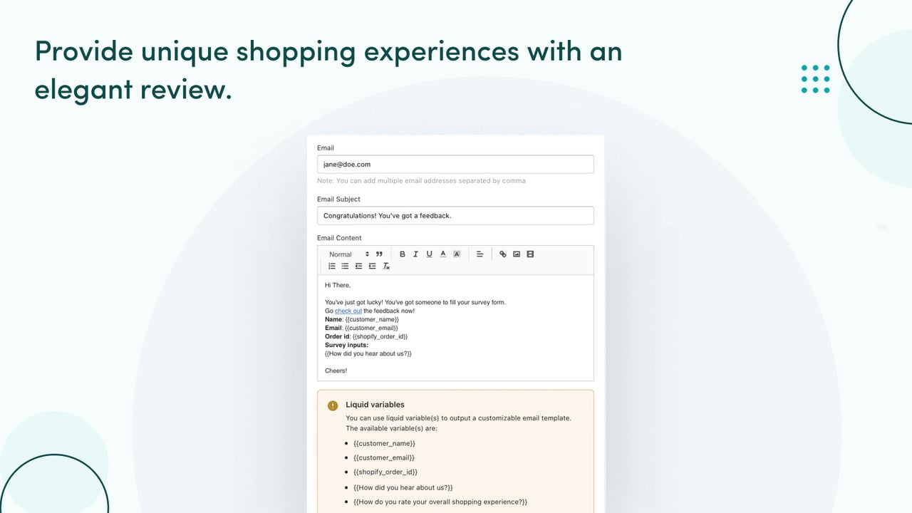 Elegant review designs provide unique shopping experiences.