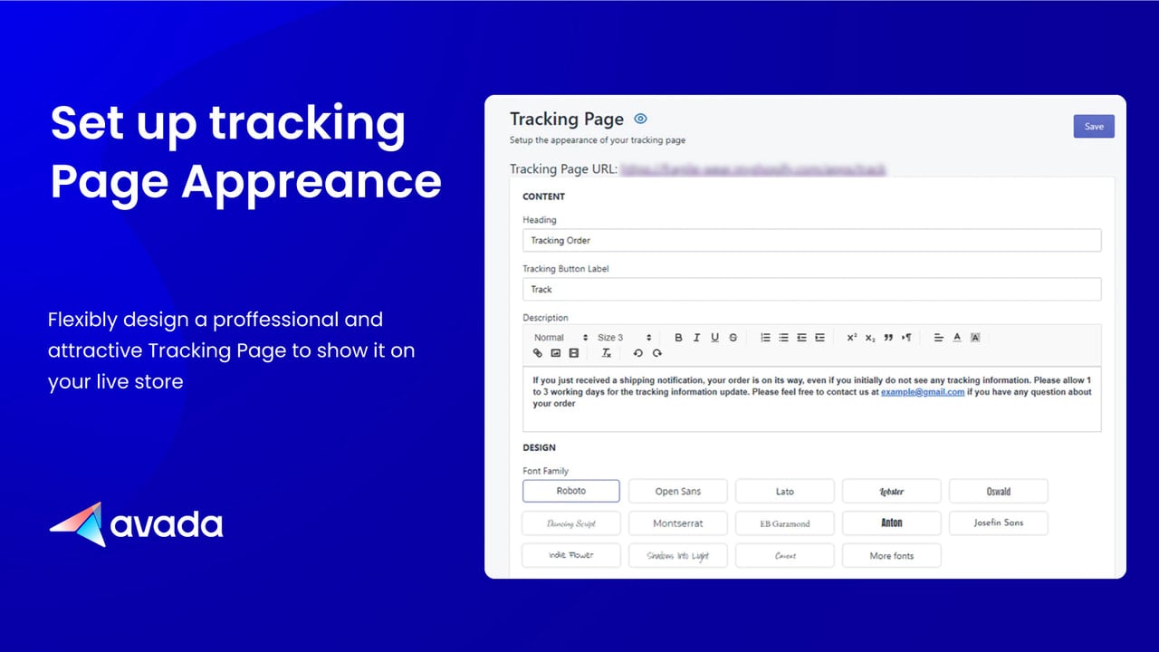 Tracking page