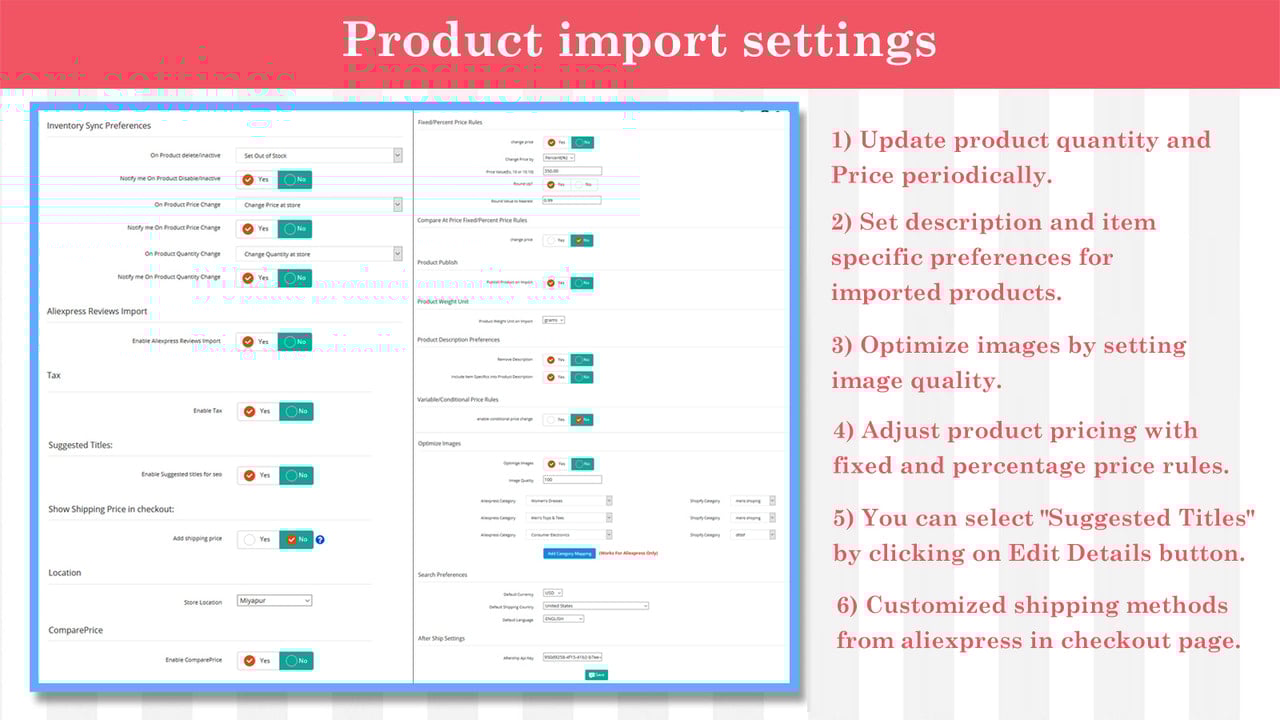 Product import settings