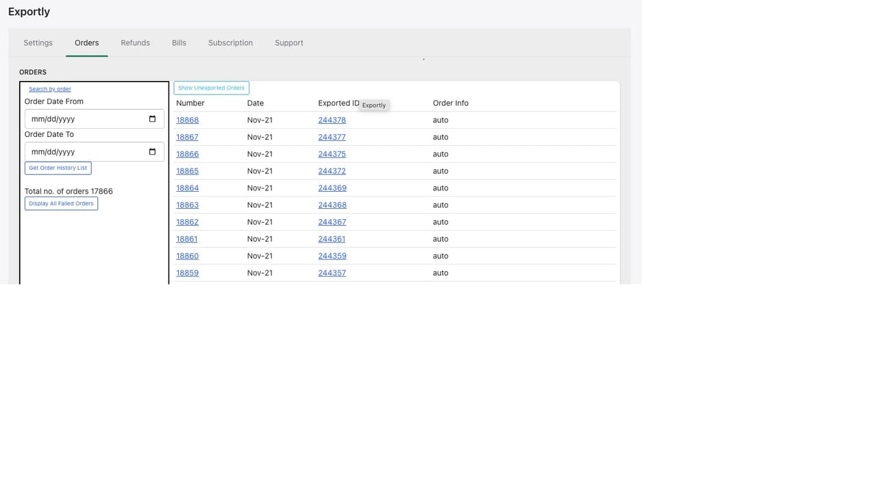 Orders view