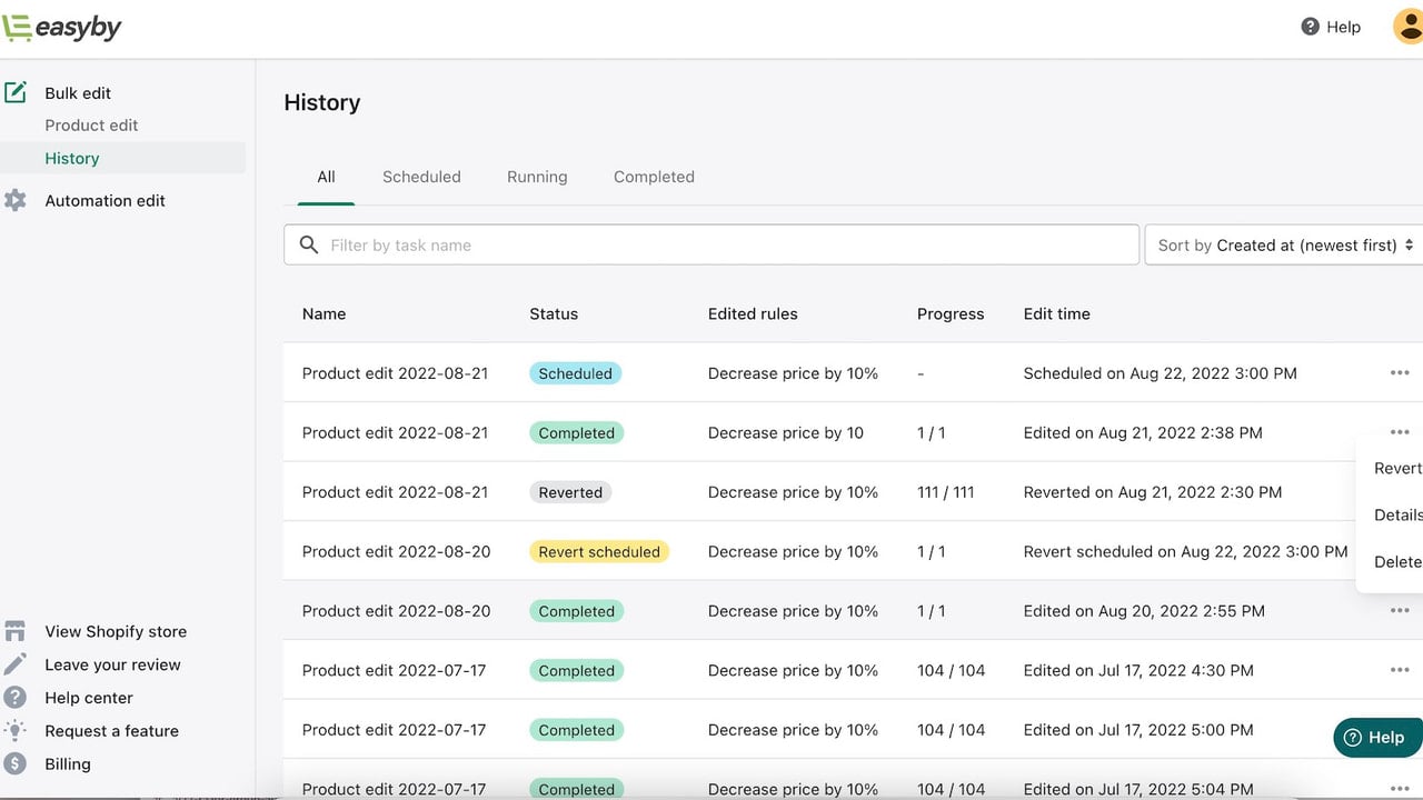 EasyBy product editor admin 3