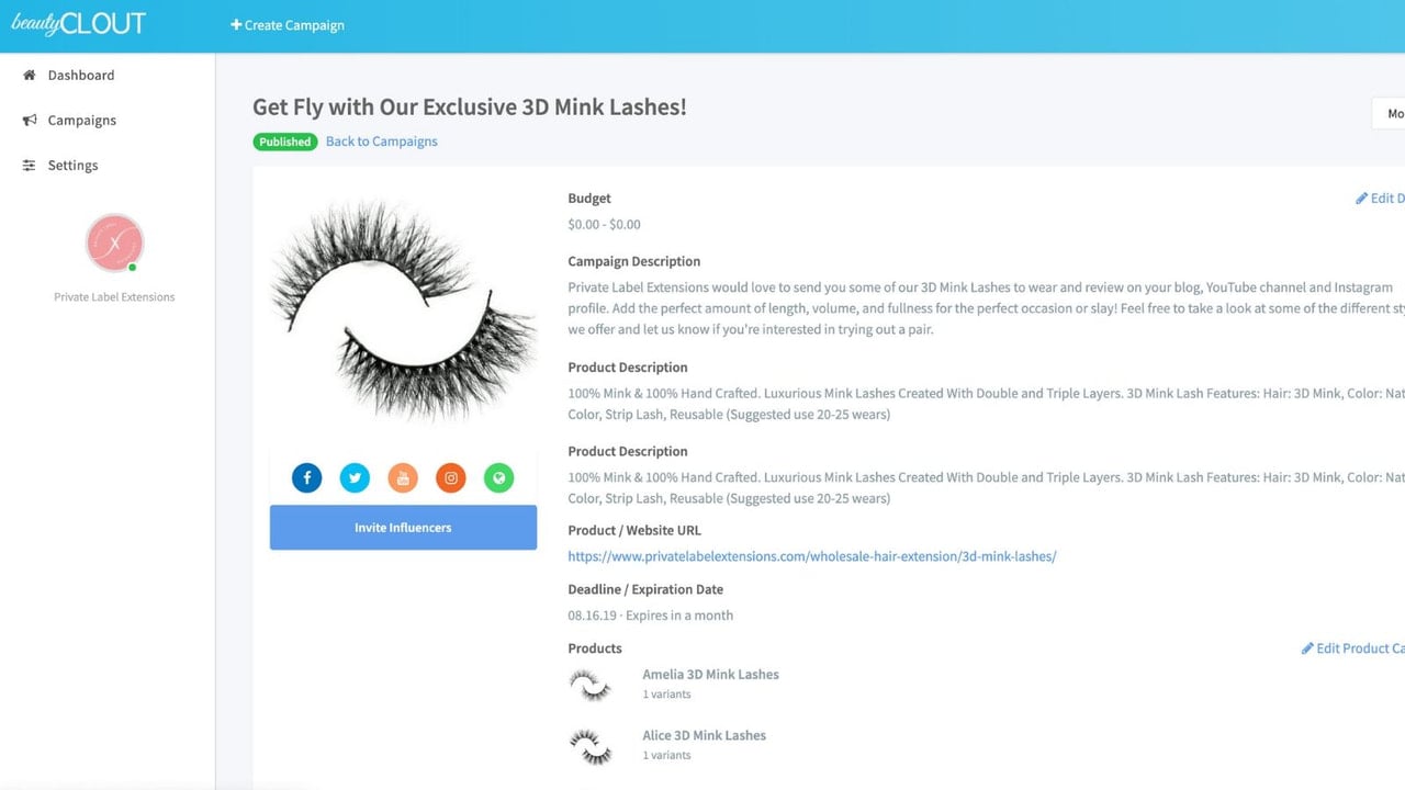 Campaigns can be FREE or PAID! Influencers love products!