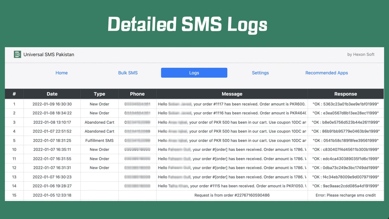 SMS Logs