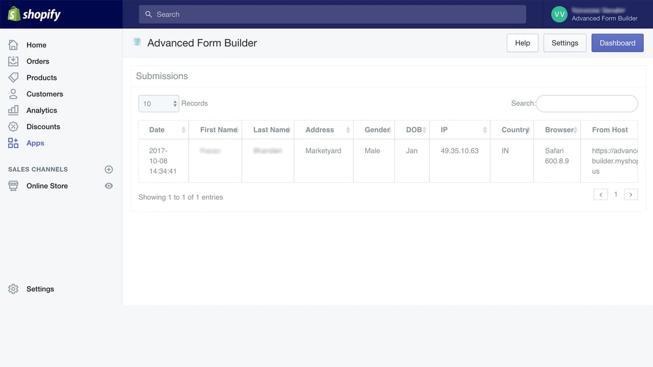 Form Data View