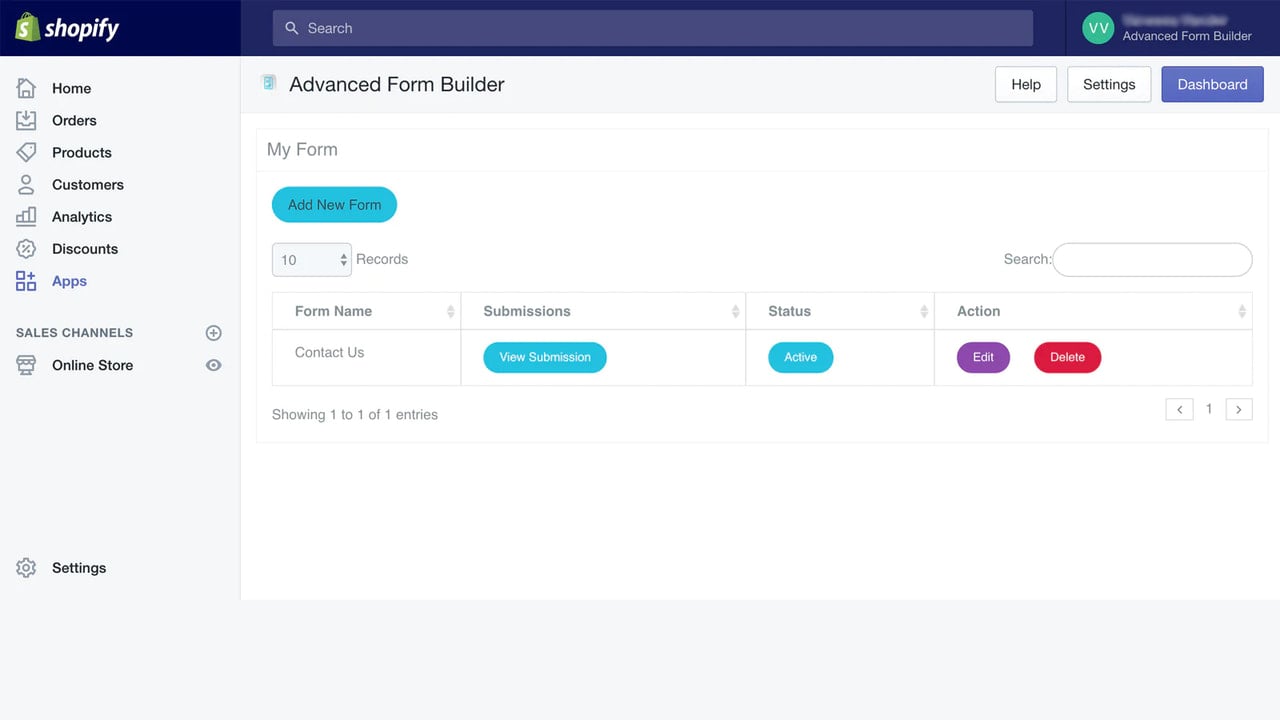 Form Listing View