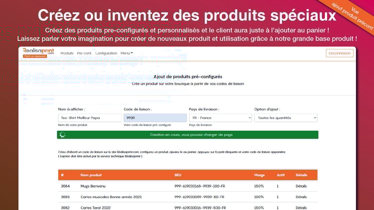Page produit Préconfiguré