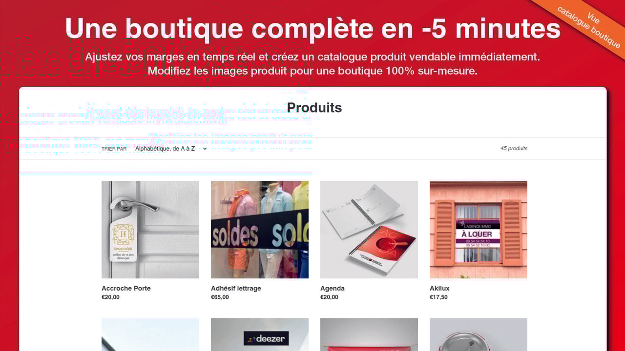 Page produit Boutique (liste)
