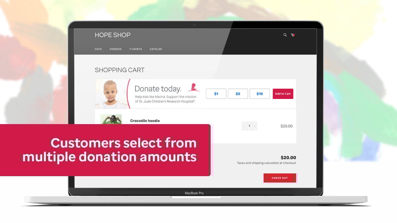 Customers select from multiple donation amounts