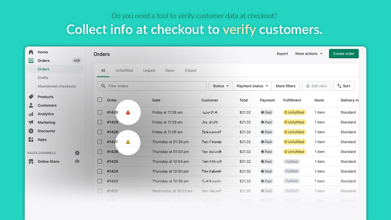 Automatically flag orders that don't meet your criteria.