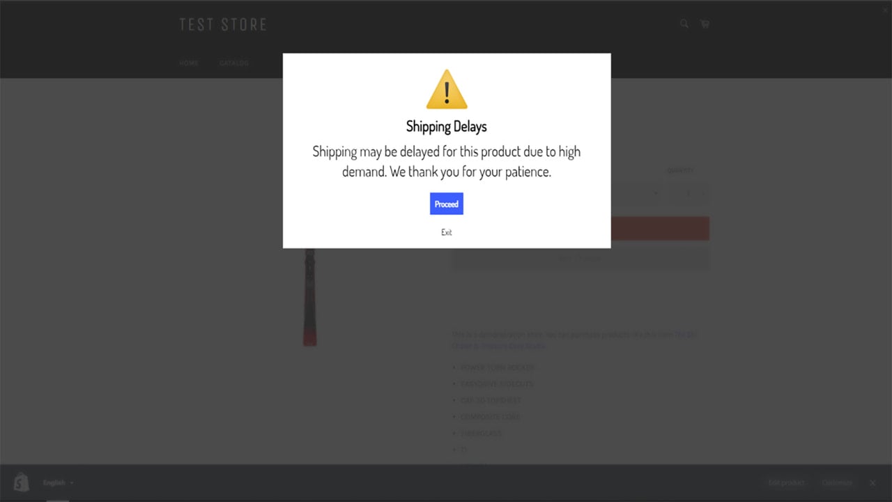 Desktop warning popup