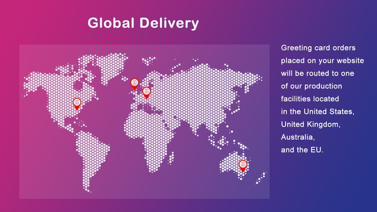 cards printed at one of our multiple global locations