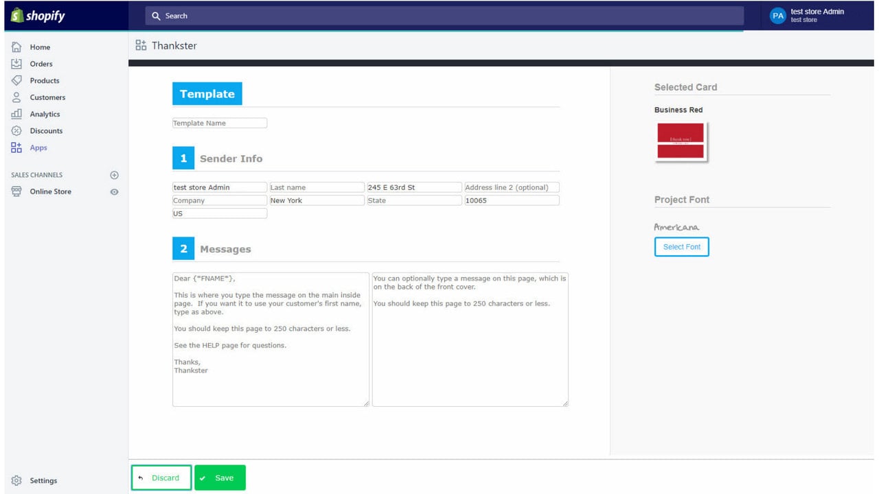 Type your message and set your return address