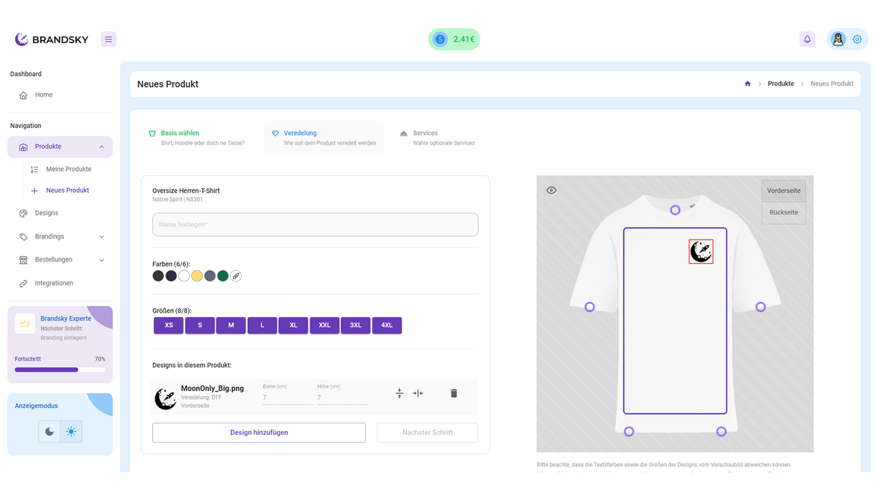 Simply configure your products in brandsky
