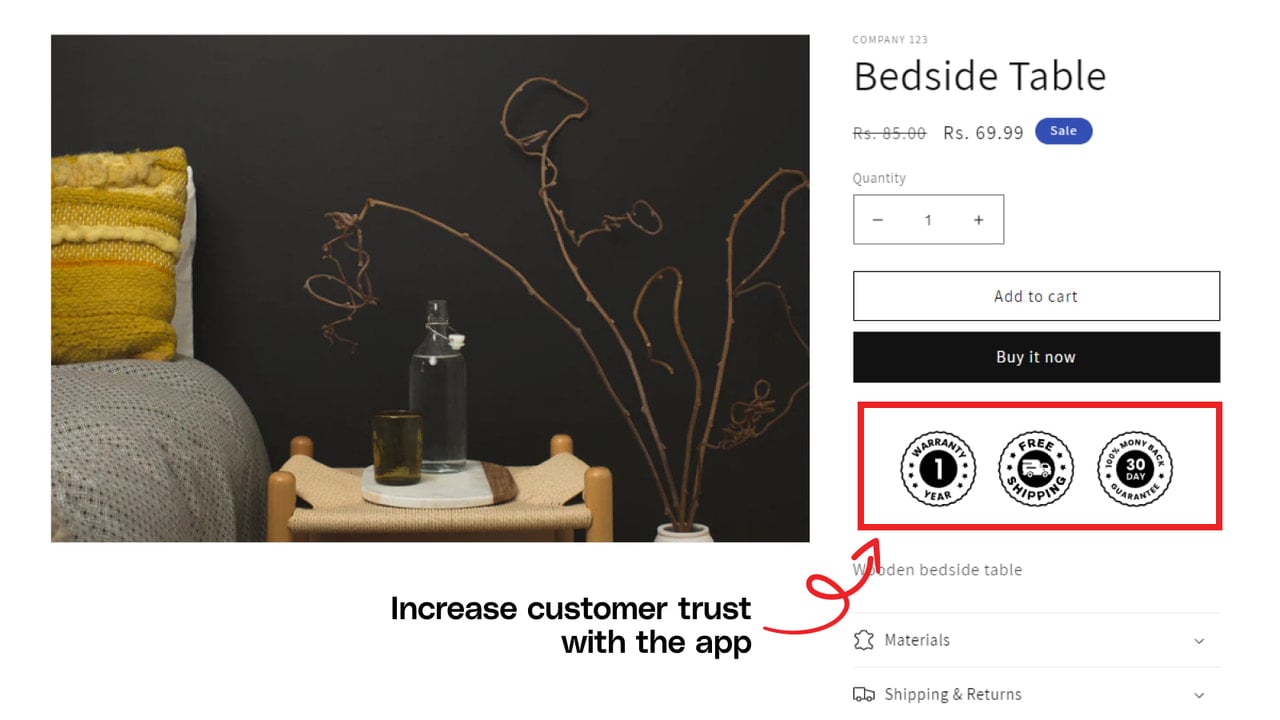 Trust & Pay badge Tameta