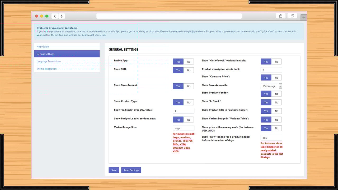 General Settings