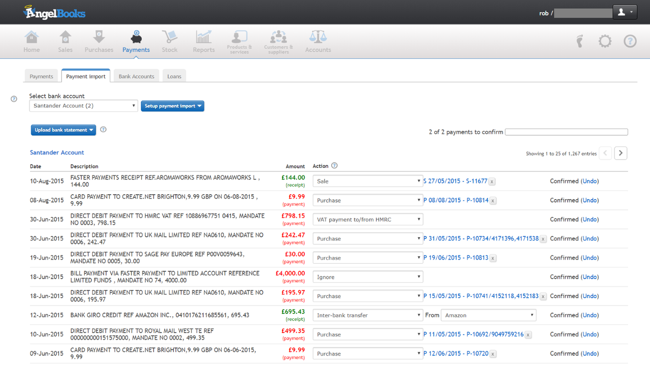Payments page
